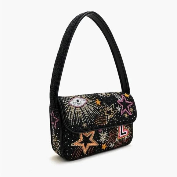 Handbags - America & Beyond Evil Eye Hearts Stars Beaded Shoulder Bag NWT